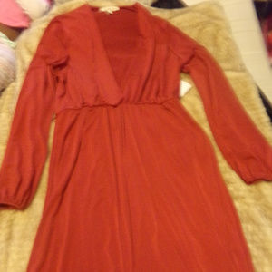 Long redish orange dress